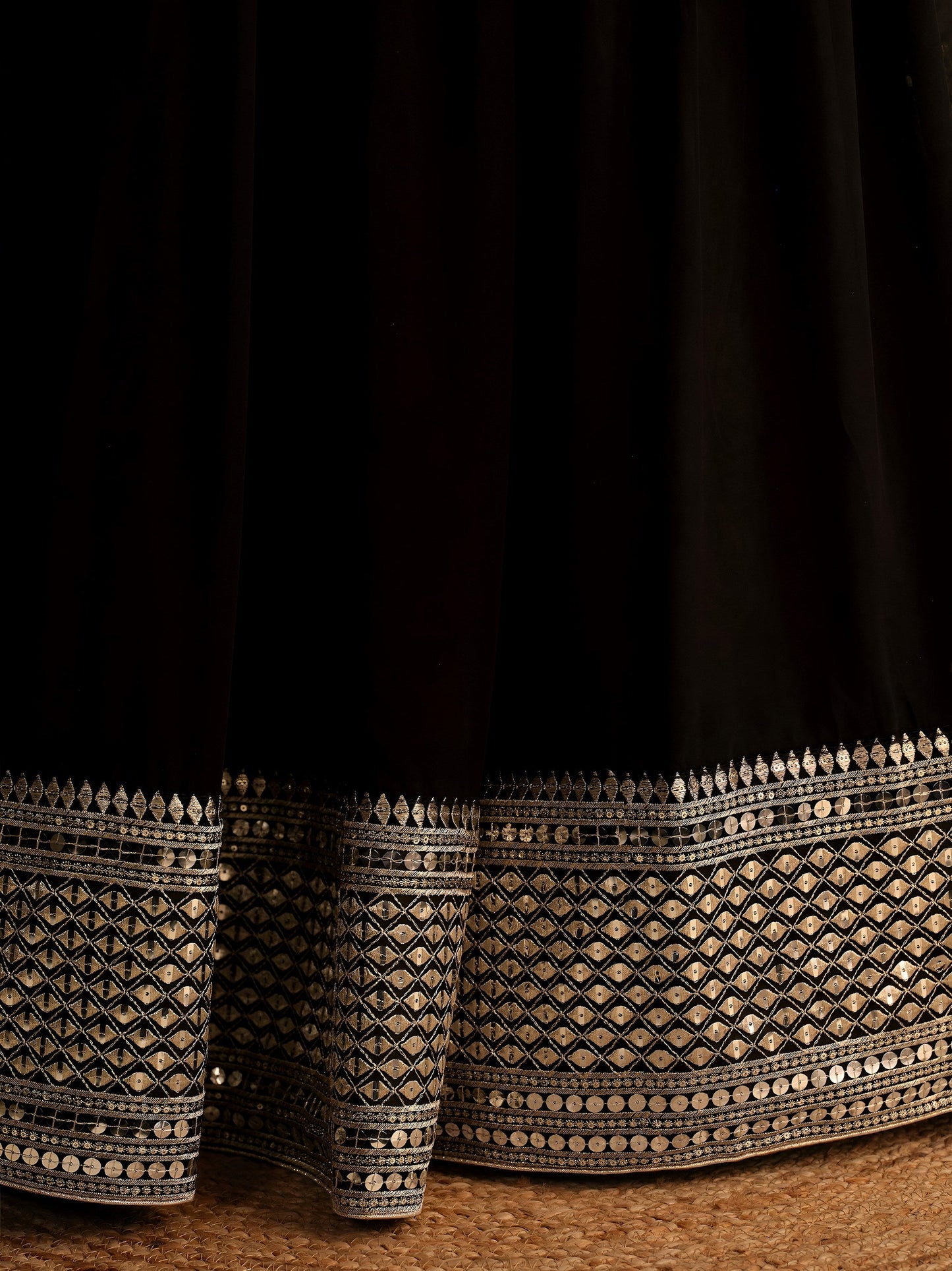 Black Zari Embroidered Georgette Lehenga Choli With Dupatta