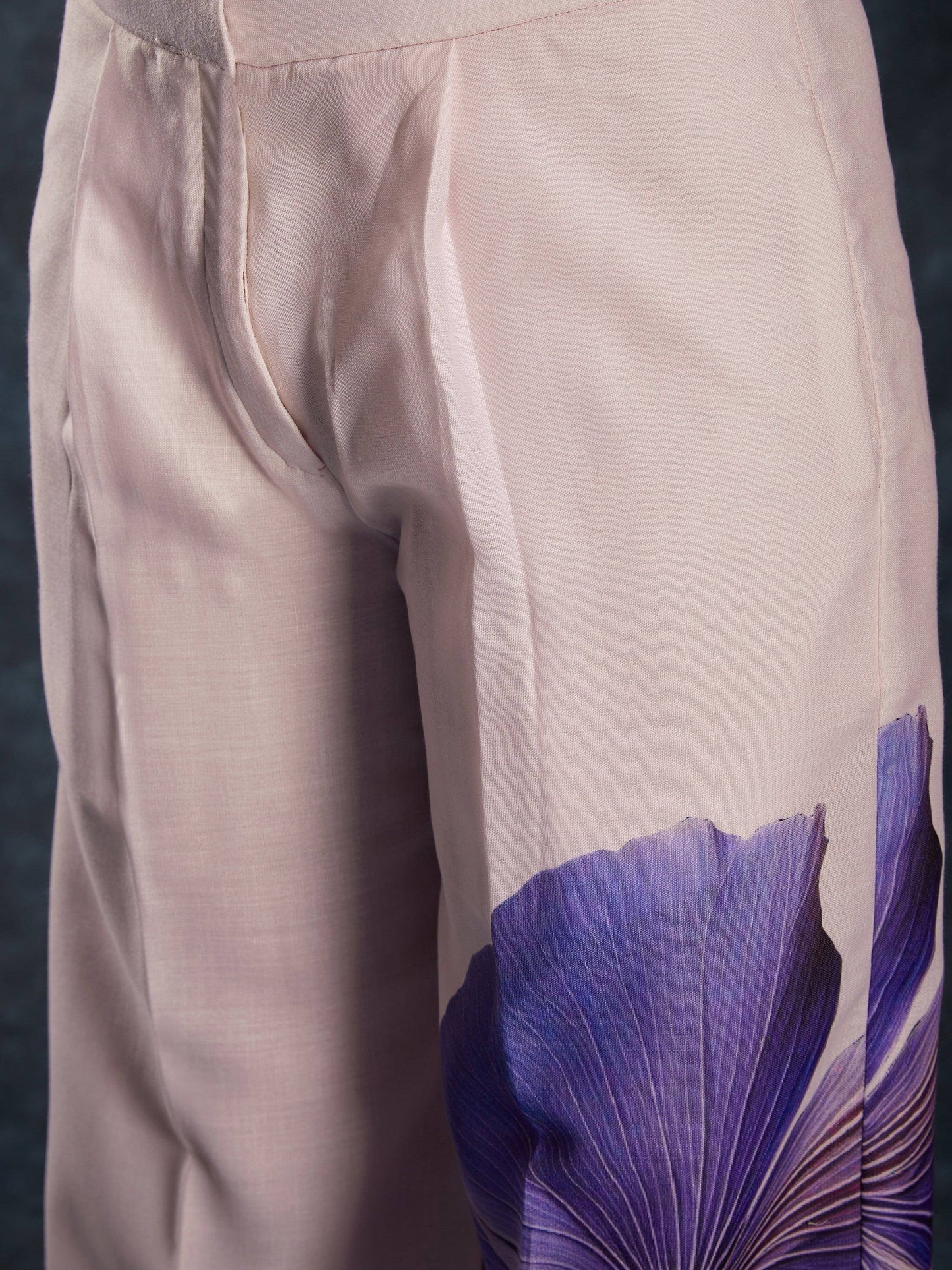 Precious Light Pink Floral Printed Linen Western Wear Co-Ord Set