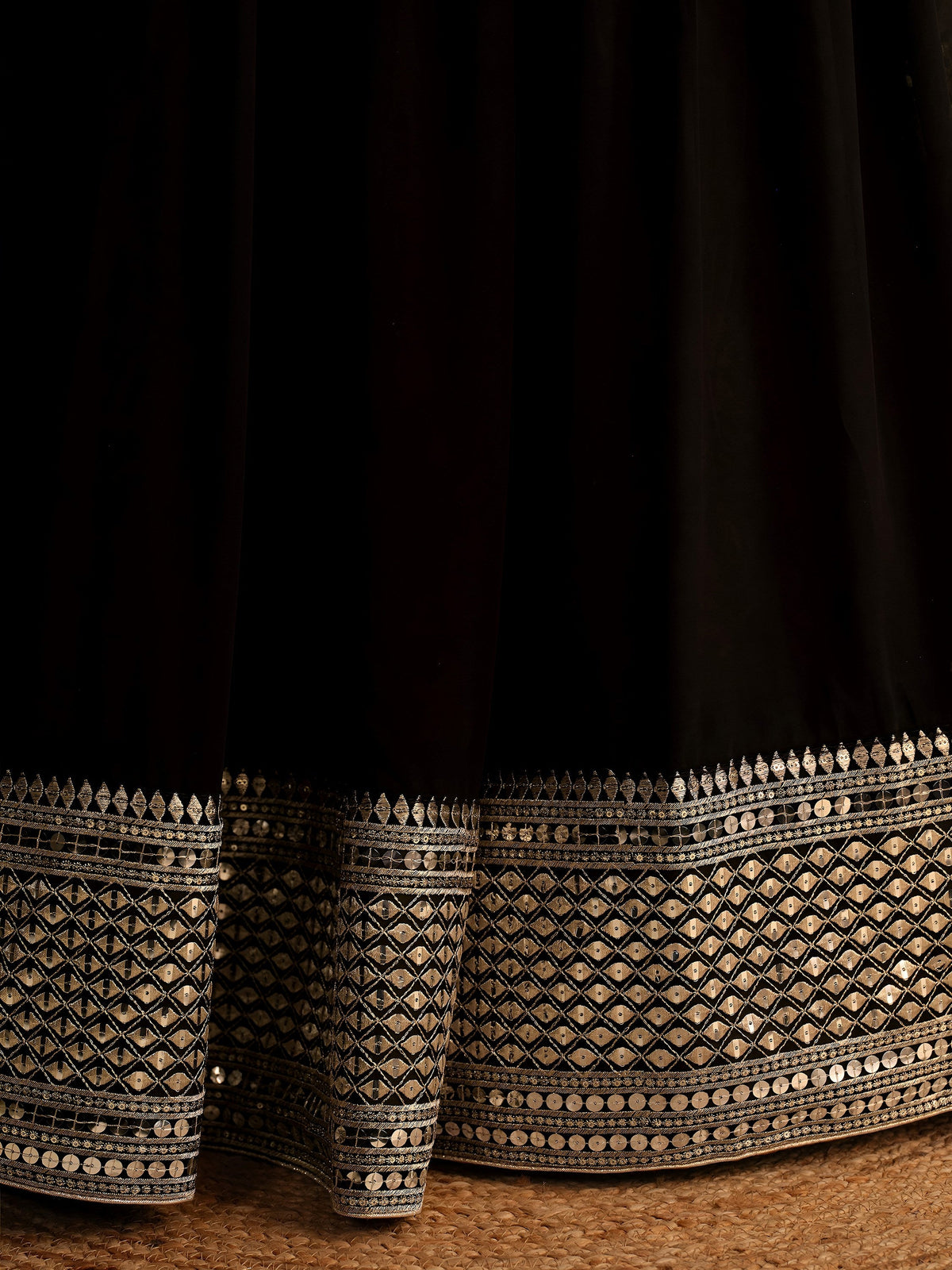 Black Zari Embroidered Georgette Lehenga Choli With Dupatta