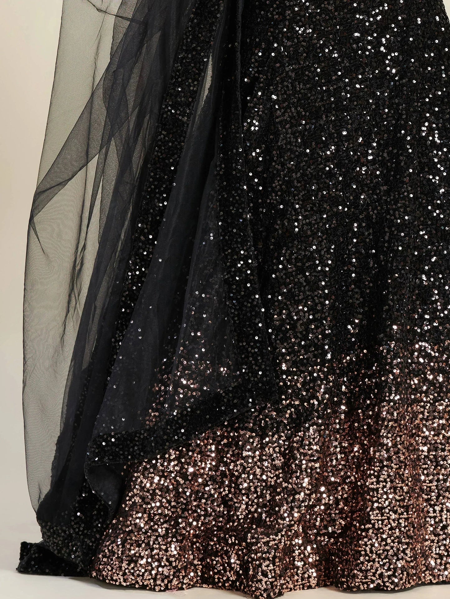 Glamorous Black Sequin Work Velvet Wedding Lehenga Choli