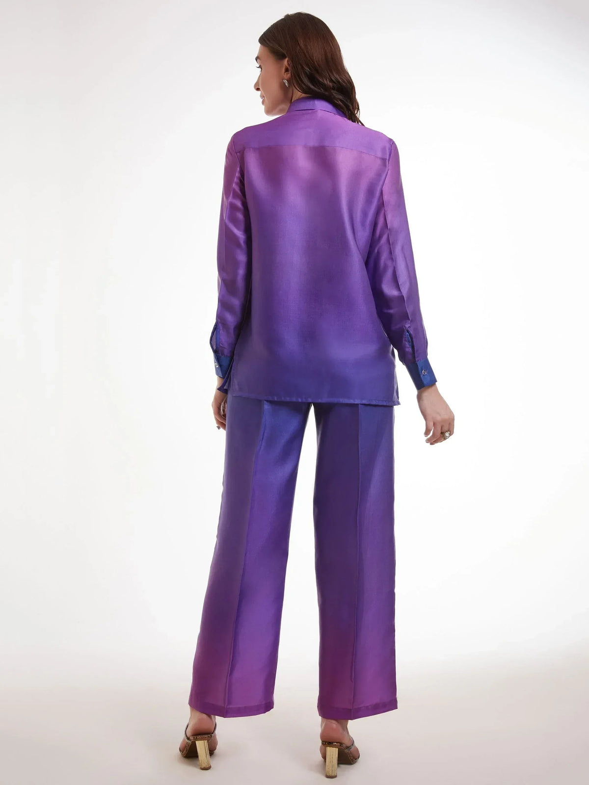 Wonderful Ombre Purple Satin Party Wear Co-Ord Set